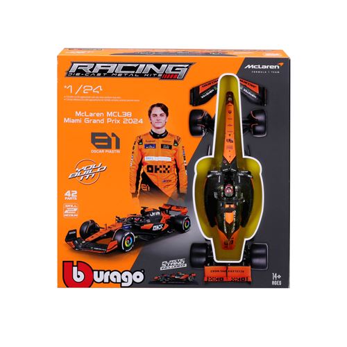 Maquette Bburago Kit à monter Racing 1/24 Formule 1 2024 avec casque et support McLaren MCL38 Piastri