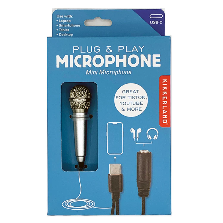 Mini micro karaoké argenté à brancher sur smartphone