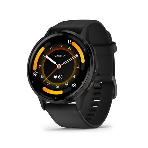 Montre connectée Garmin Venu 3 45mm boitier acier noir avec bracelet silicone noir