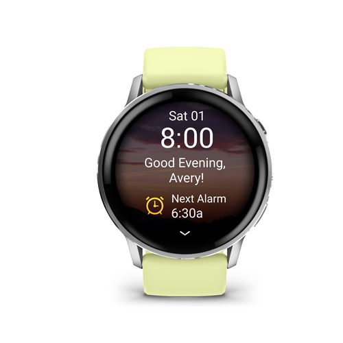 Montre connectée Garmin Venu 4 45 mm Gris et Argent avec bracelet silicone Jaune citron
