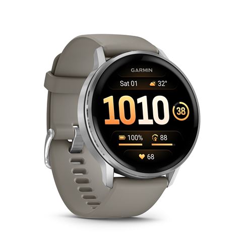 Montre connectée Garmin Venu 4 45 mm Noir et Argent avec bracelet silicone Gris