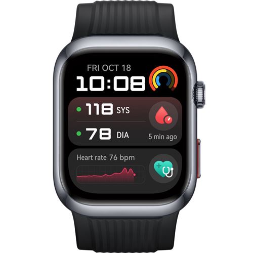 Montre connectée Huawei Watch D2 Bluetooth Gris avec bracelet en fluoroélastomère Noir