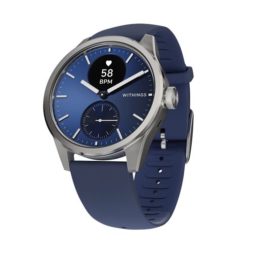 Montre connectée Withings ScanWatch 2 42 mm Argent avec bracelet Bleu Nuit