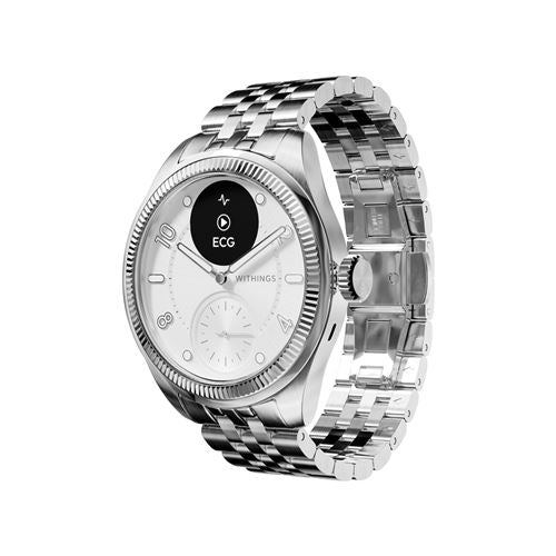 Montre connectée Withings ScanWatch Nova 39 mm blanc Argent avec bracelet Métal