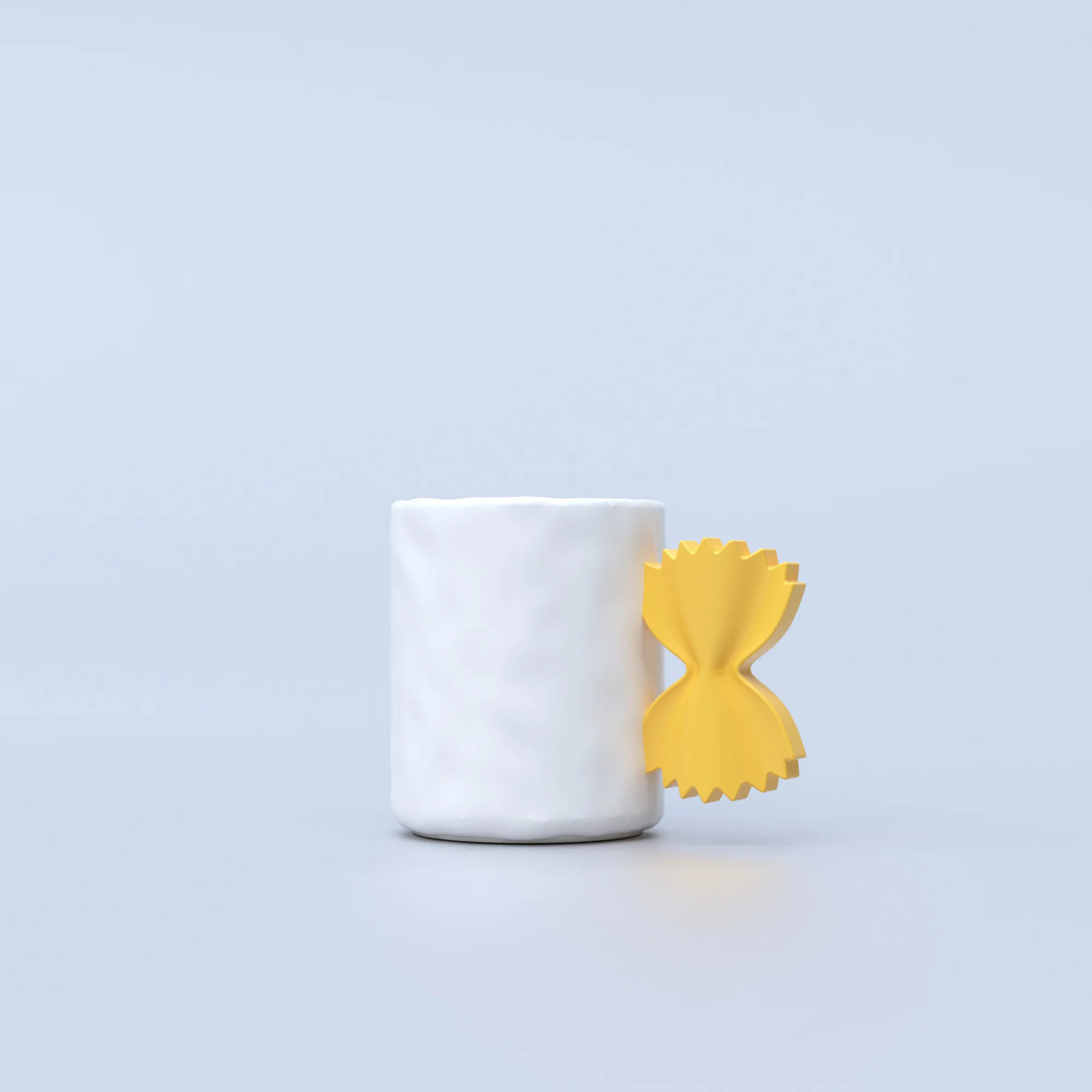 Détail de l'anse farfalle du mug Pasta
