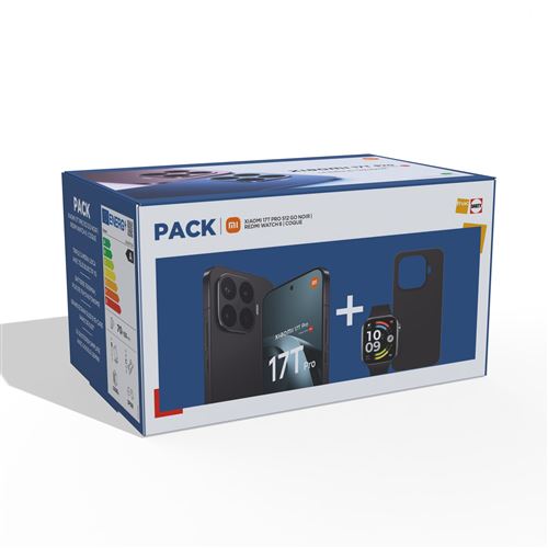Pack Smartphone Xiaomi 17T Pro 6.83" 5G Double nano SIM 512 Go Noir conçu avec Leica + Montre connectée Xiaomi Redmi Watch 6 Noir
