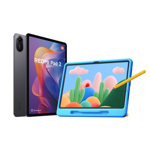 Pack Tablette Tactile Xiaomi Redmi Pad 2 Play 11" 128 Go Gris + coque et stylet enfant