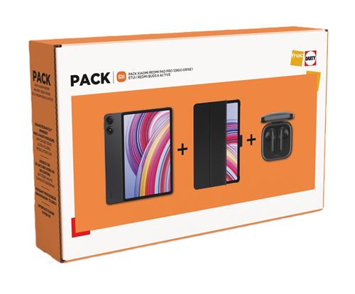 Pack Tablette tactile Xiaomi Redmi Pad Pro 12,1" Wifi 128 Go Gris + Buds 6 Active Noir + Folio