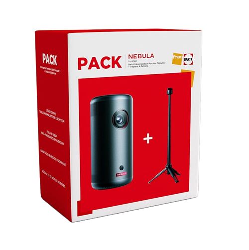Pack Vidéoprojecteur Anker Nebula Capsule 3 Noir + trépied batterie