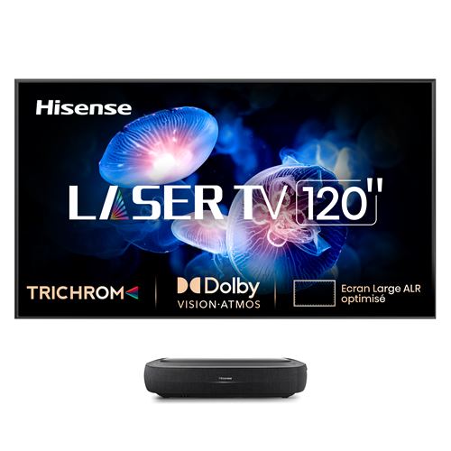 Pack Vidéoprojecteur Hisense Laser TV 120L9HA 4K Noir + console ultra courte focale + écran ALR Fresnel 120"