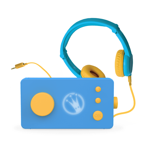 Boîte à histoires avec casque audio enfant Ma Fabrique à histoires verte et son casque