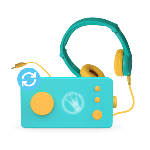 Boîte à histoires avec casque audio enfant Ma Fabrique à histoires verte et son casque