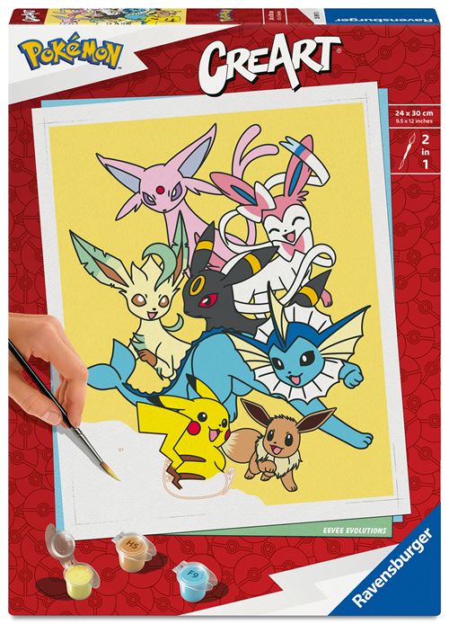 Peinture enfant Ravensburger Pokémon CreArt Pikachu & Evoli