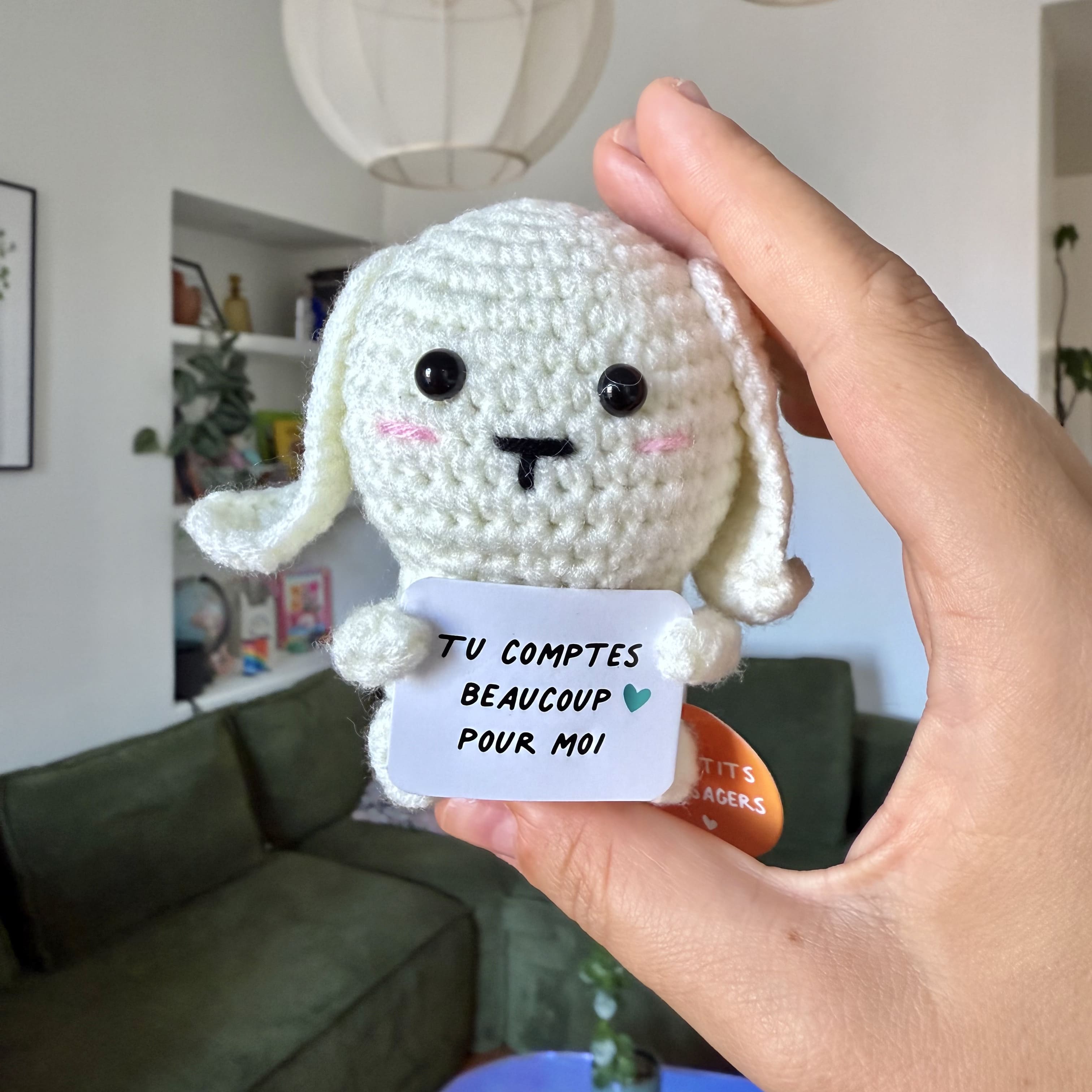 Lapin en crochet cadeau tendresse au regard attendrissant