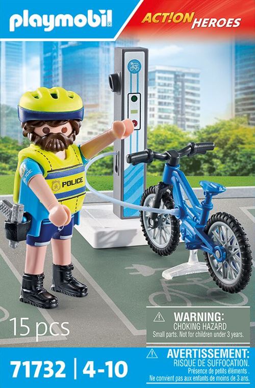 Playmobil Action Heroes 71732 Policier cycliste avec borne de recharge