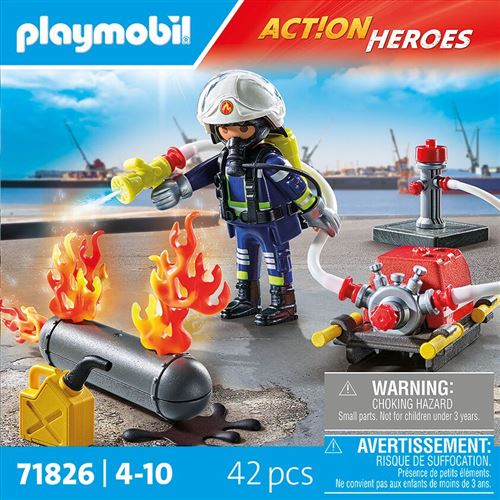 Playmobil Action Heroes 71826 Pompier pompe à eau & réservoir enflammé
