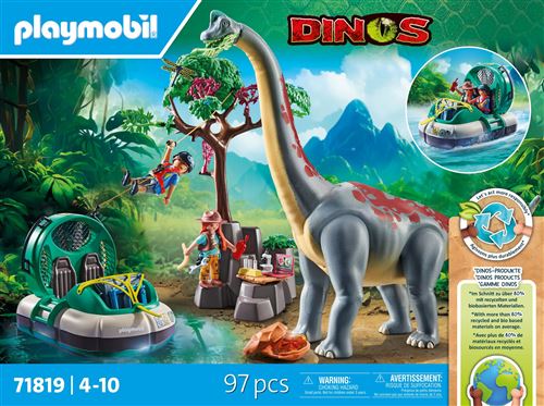Playmobil Dinos 71819 Brachiosaure, explorateurs, aéroglisseur