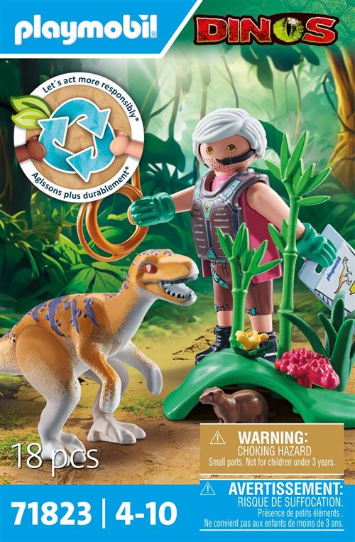 Playmobil Dinos 71823 Vélociraptor et explorateur avec lasso
