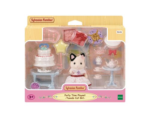 Playset Sylvanian Families La fille chat bicolore et gouter d'anniversaire