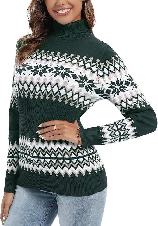 Pull de noël femme col roulé