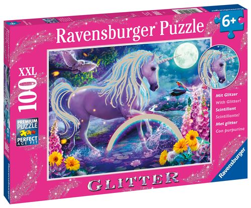 Puzzle 100 pièces XXL Ravensburger Licorne scintillante Collection Paillettes