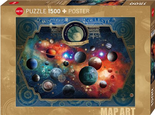 Puzzle 1500 pièces Heye Map Art Space World