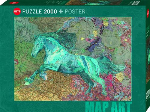 Puzzle 2000 pièces Heye Map Art Horse