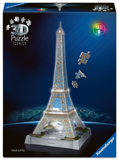Puzzle 3D 216 pièces Ravensburger Tour Eiffel illuminée