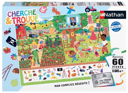 Puzzle enfant 60 pièces Nathan Au jardin Cherche et trouve