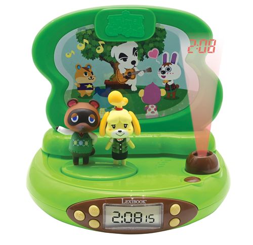 Réveil Projecteur Lexibook Animal Crossing en 3D avec Sons
