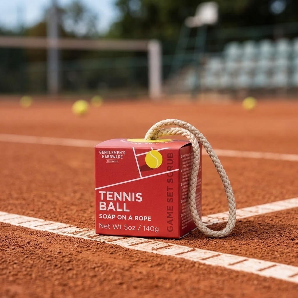Savon balle de tennis vu de côté