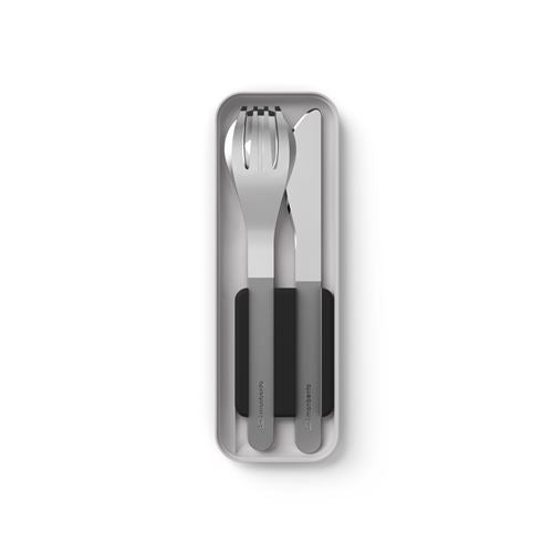 Set de 3 couverts nomades Monbento Slim Box Argent et Noir