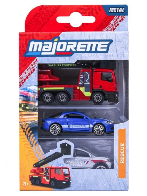 Set de 3 voitures Majorette SOS Modèle aléatoire