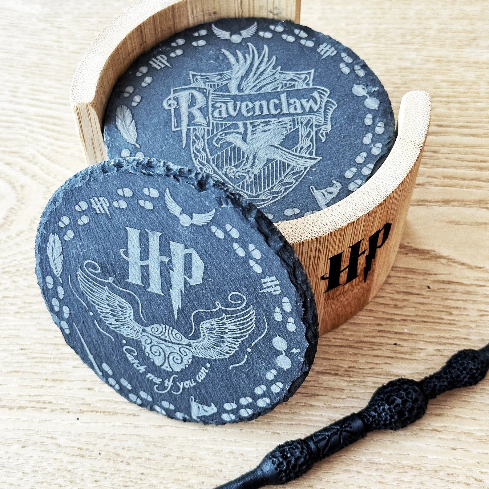 Sous-verres Harry Potter en Ardoise – Set de 6 gravés au laser