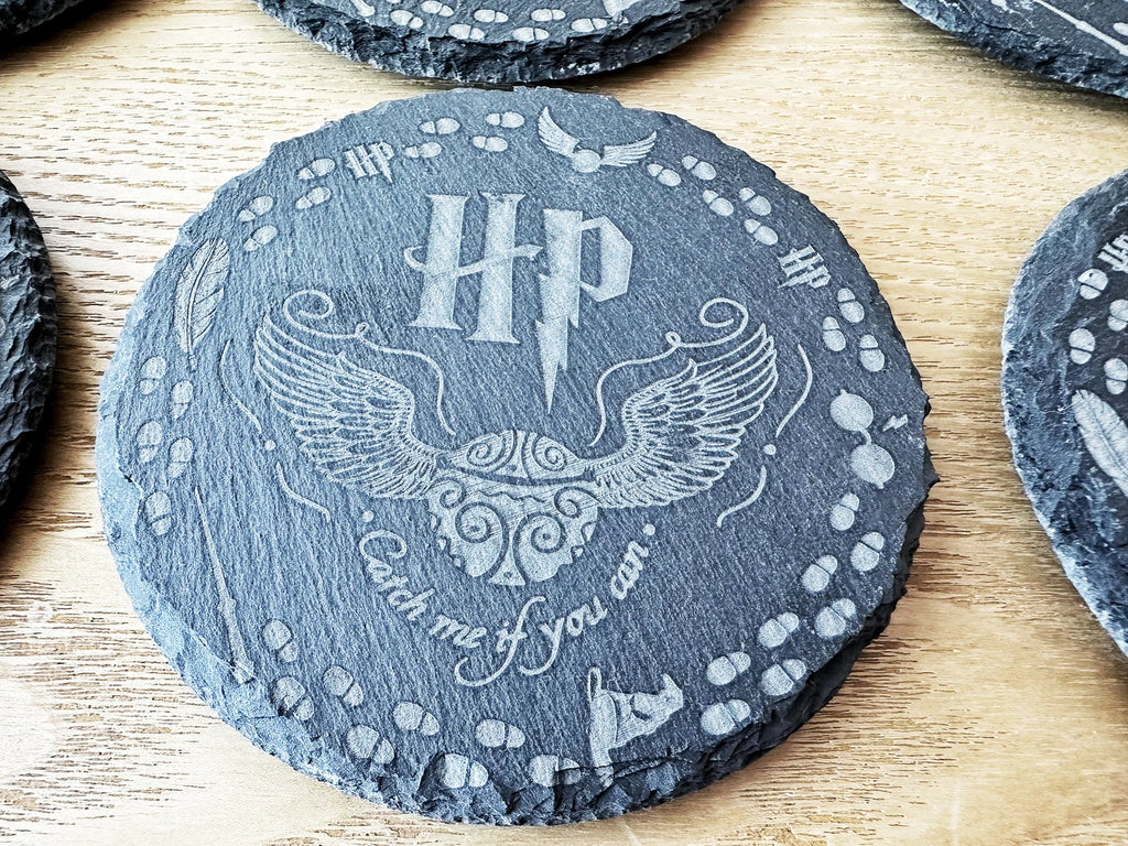 Sous-verres Harry Potter en Ardoise – Set de 6 gravés au laser