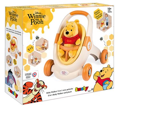 Trotteur Smoby Winnie the Pooh Baby Walker 3 en 1 avec Peluche