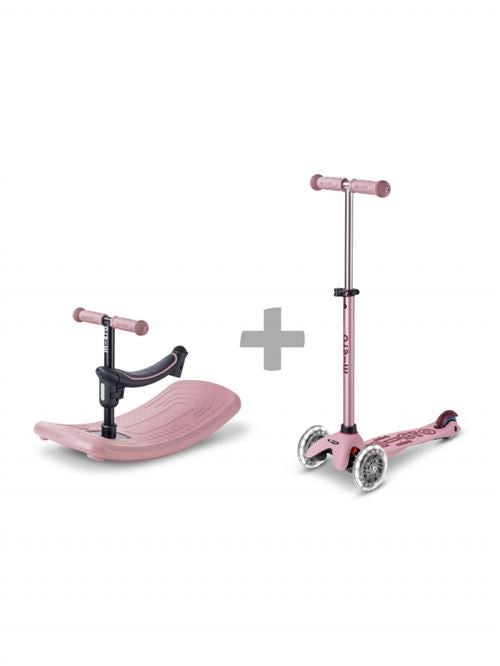 Trottinette enfant évolutive Micro Mobility Mini Micro Deluxe Rock & Go LED Rose Poudré