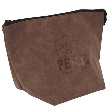 Trousse de toilette homme embossée The Concept Factory Je suis ton père M12 Marron et Noir