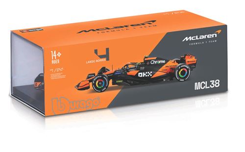 Véhicule Bburago F1 McLaren MCL38 2024 Norris avec casque