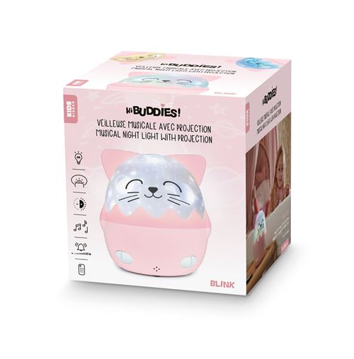 Veilleuse musicale sans fil BigBen avec projection Chat Mia Blanc et Rose