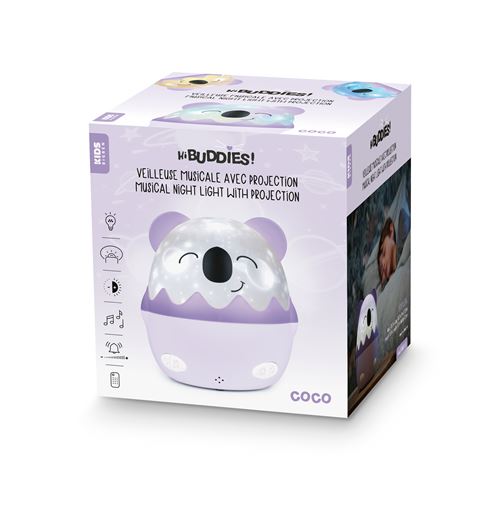 Veilleuse musicale sans fil BigBen avec projection Koala Coco Blanc et Violet