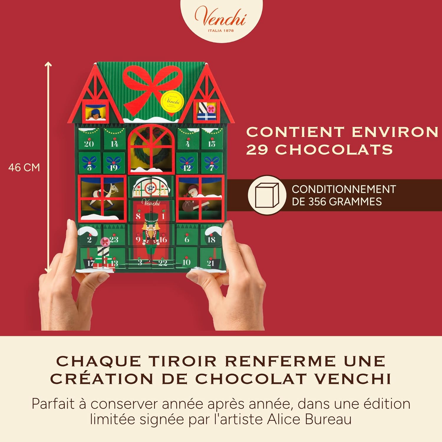 Calendrier de l’Avent Venchi en bois 2025 – 29 chocolats d’exception