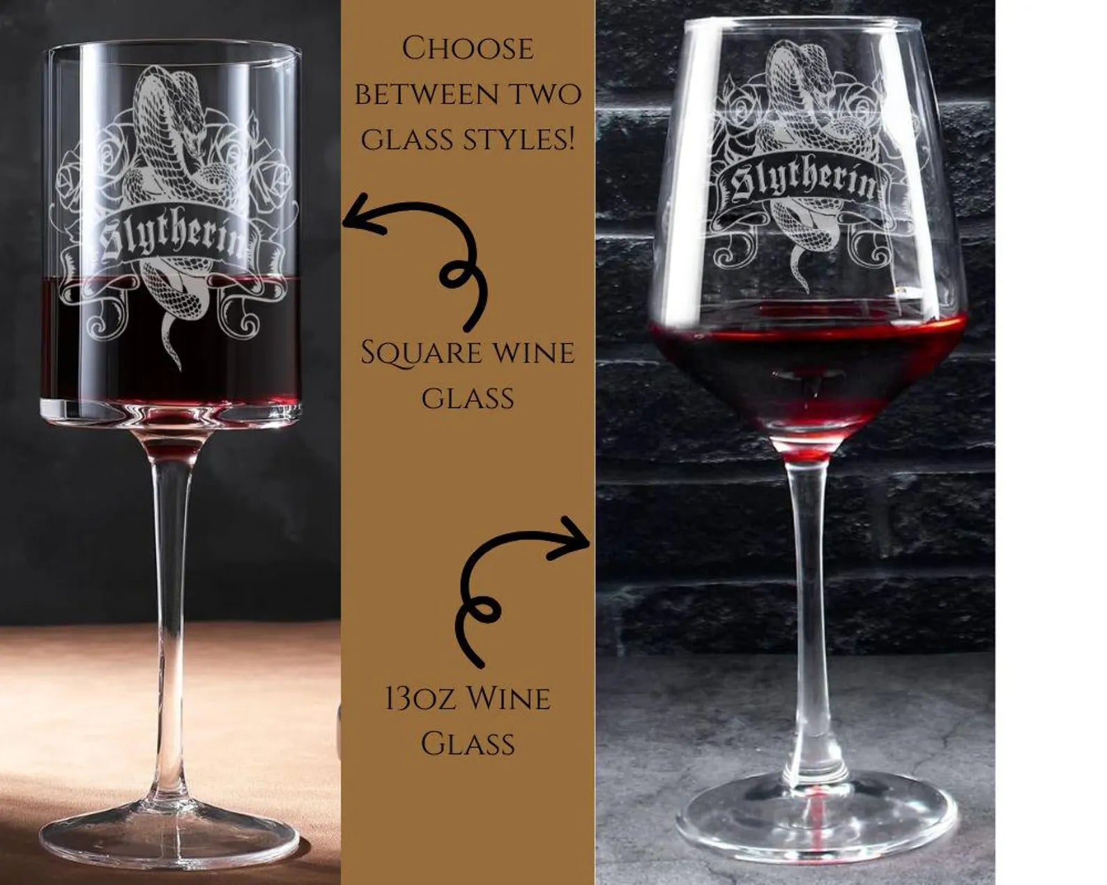 Verre à vin Harry Potter – Gravure des Maisons de Poudlard