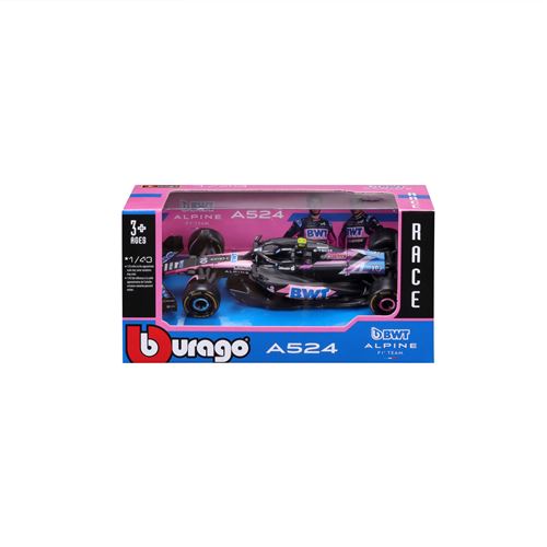 Voiture Bburago Alpine F1 Bahrain 2024 A524 avec Pilote Gasly