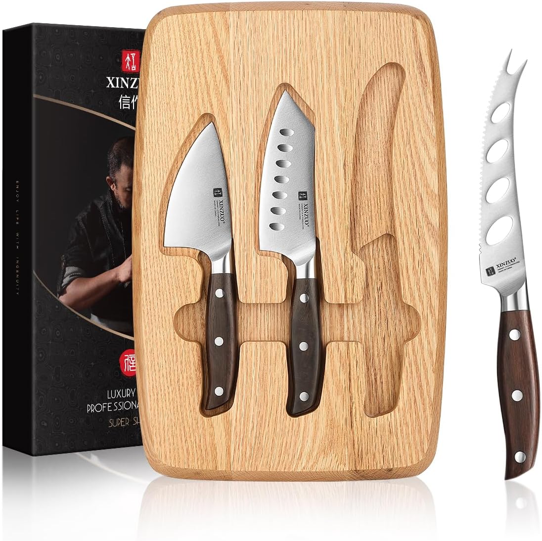 Set de couteaux à fromage avec plateau magnétique