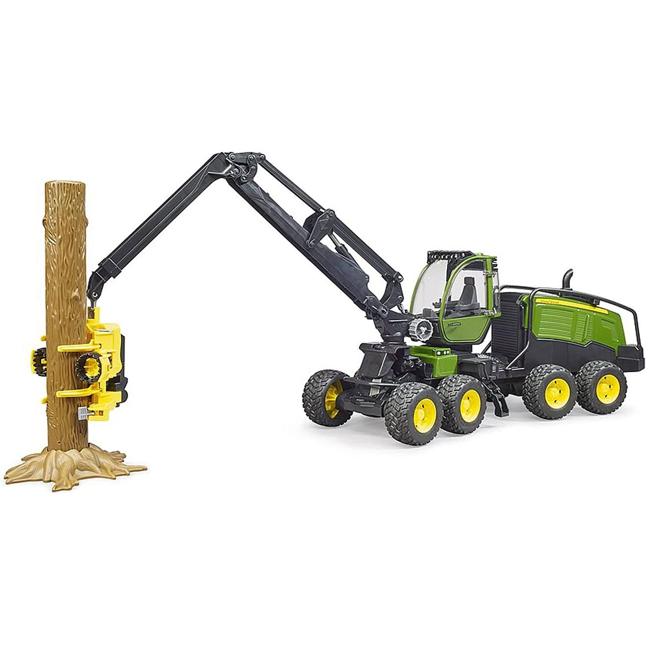 Abatteuse john deere 1270g avec tronc vert et jaune