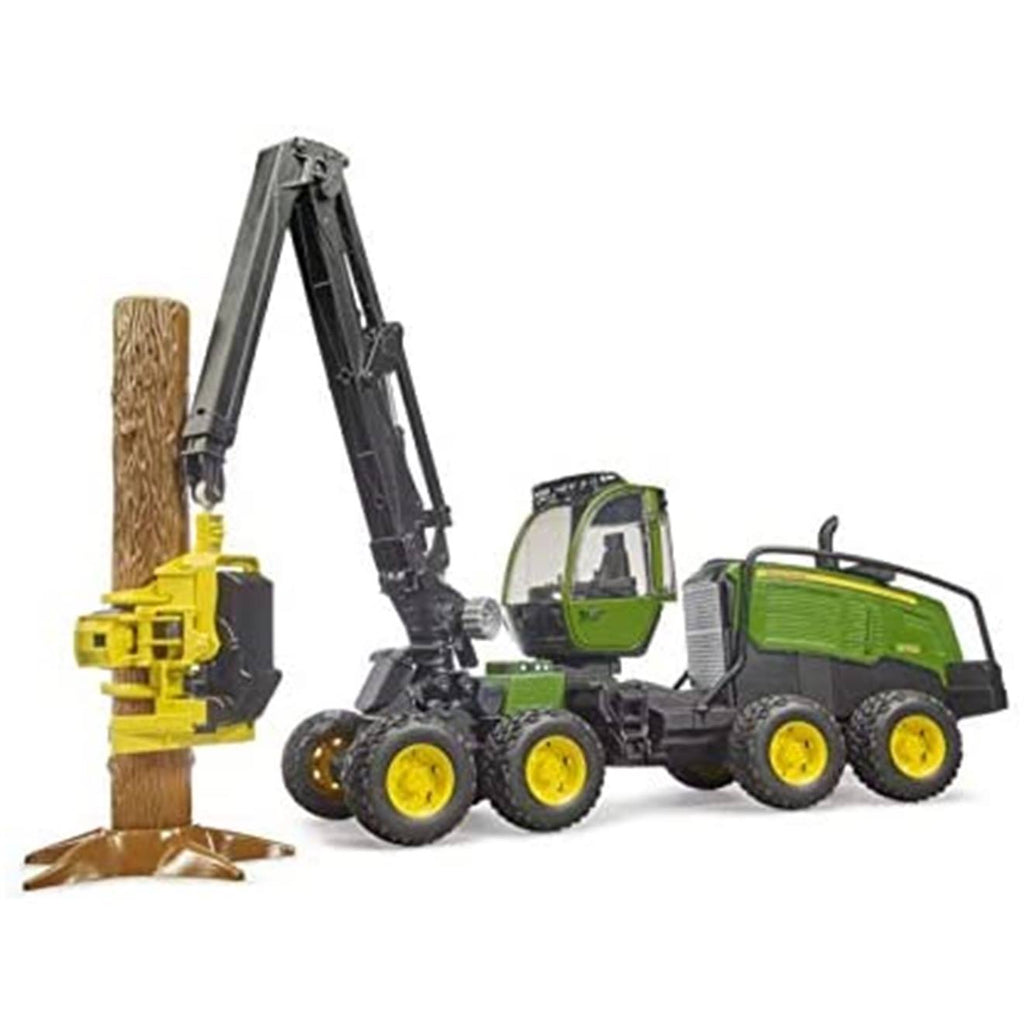 Abatteuse john deere 1270g avec tronc vert et jaune