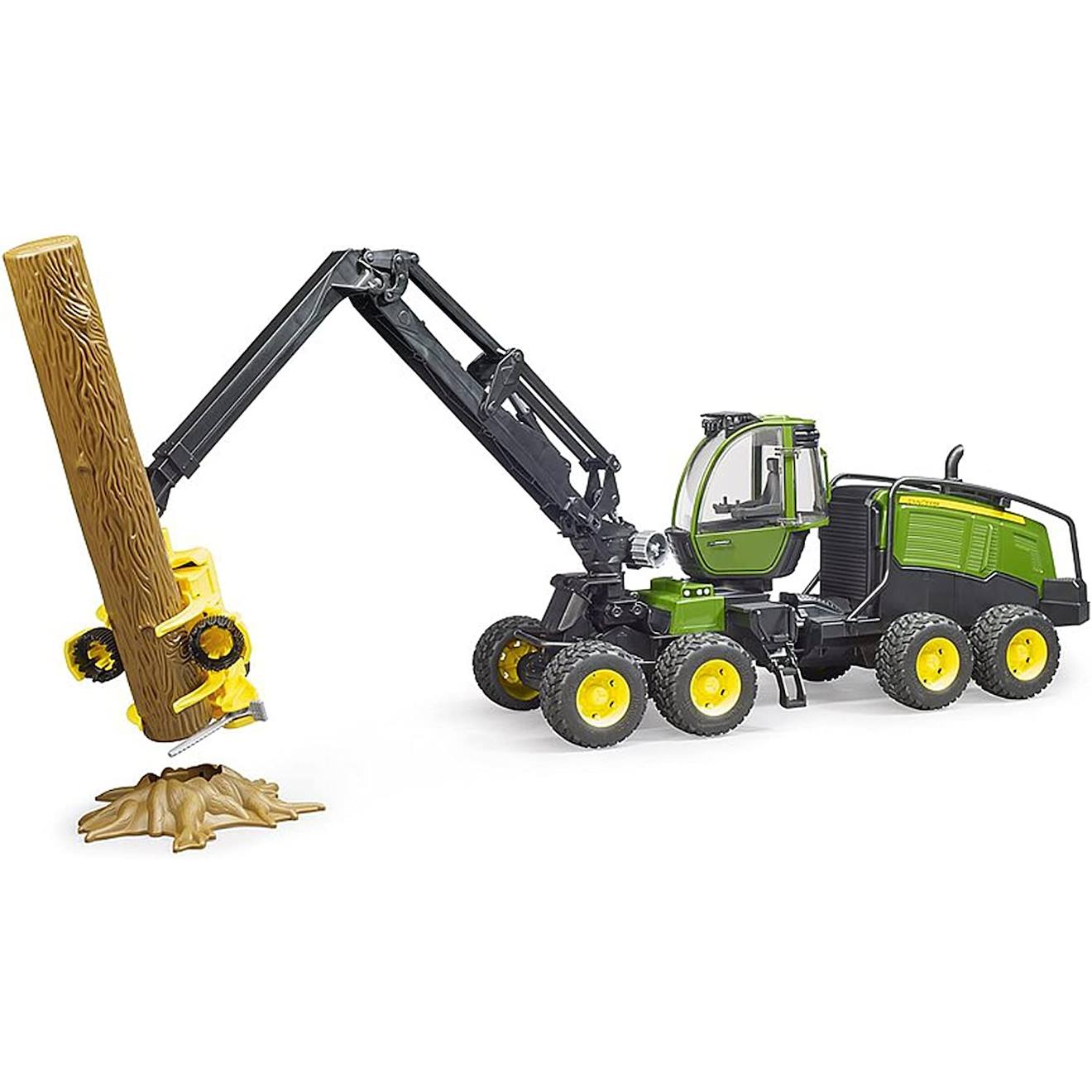 Abatteuse john deere 1270g avec tronc vert et jaune