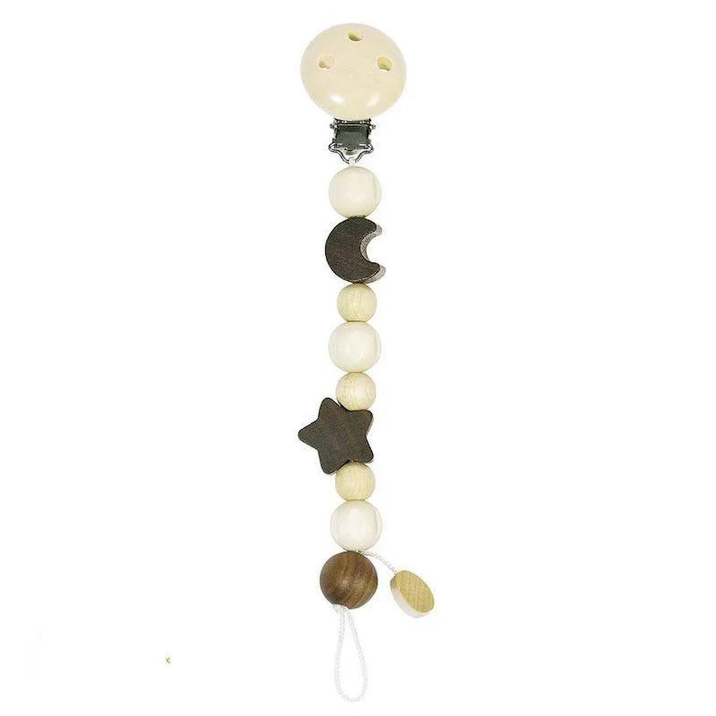 Accroché tétine lune/étoile beige