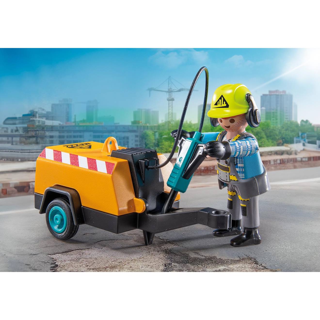 Action heroes ouvrier avec marteau-piqueur et signalisation 71752 multicolore